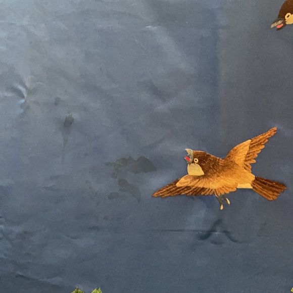 Chinese Embroidered Silk Fabric Panel Royal Blue - Picture 5 of 9